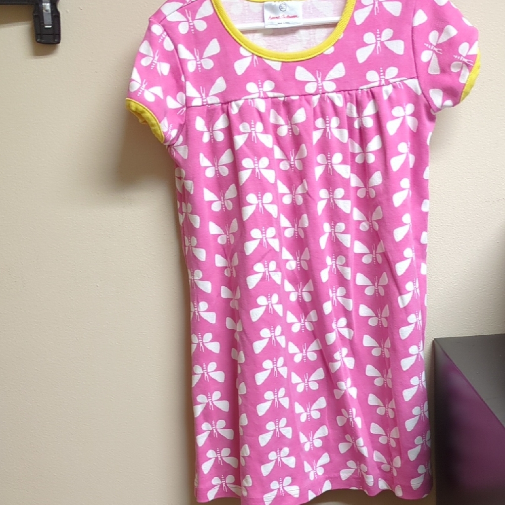 Hanna Andersson Pink and White Butterfly Nightgown